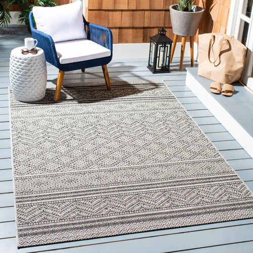 Union Rustic Adriann Black/Gray Indoor/Outdoor Rug & Reviews Wayfair